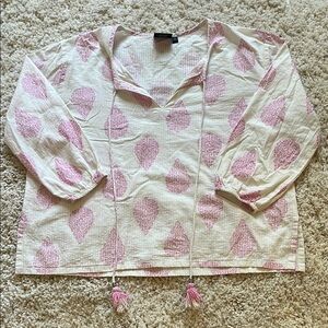 Pink and White Patterned Blouse
